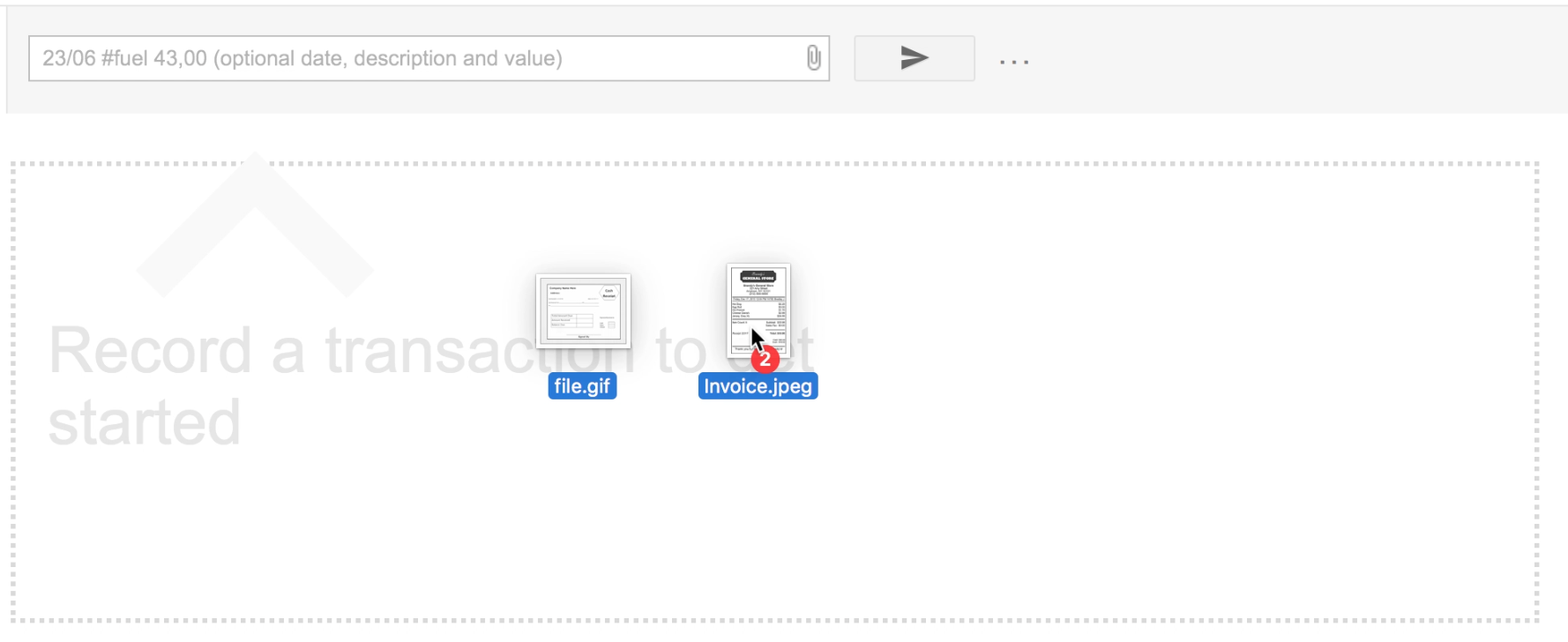 Dropping files into the white space to create individual drafts