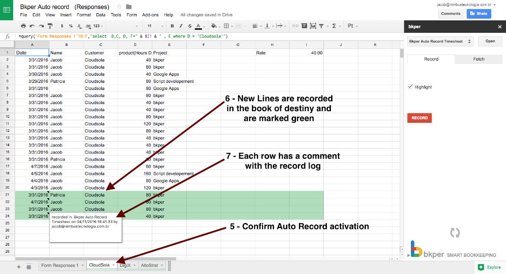 New rows being automatically recorded as Transactions in Bkper