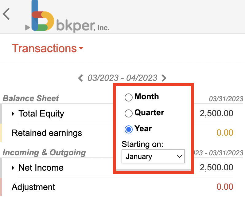 Selecting a custom starting month for the annual range