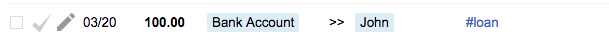 Recording the loan of 100 from Bank to John Loan Receivable