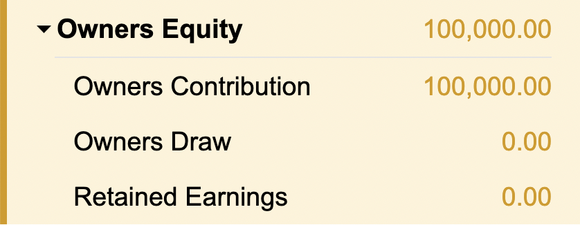 Bkper account setup showing Retained Earnings as a liability type account within the Owner's Equity group