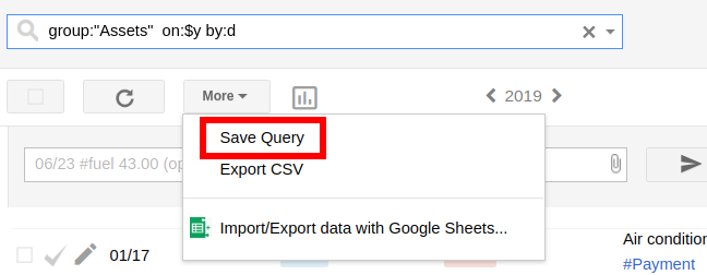 Selecting Save Query from the context menu