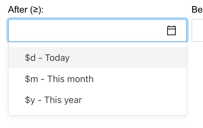 Using date variables to define a dynamic date range in the search