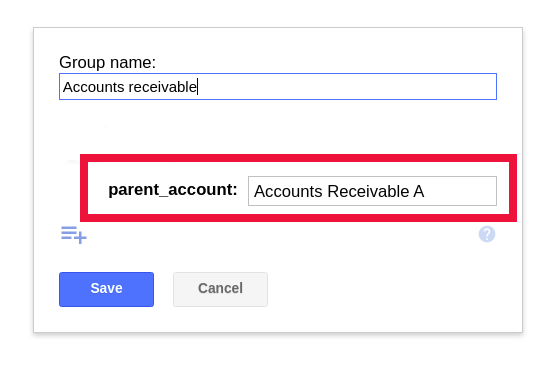 The parent_account property set on the Accounts Receivable group