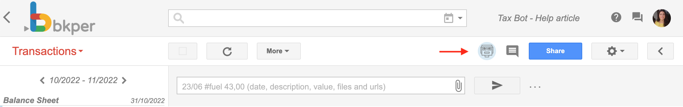 Tax Bot status icons — blue means working, red means error, absent means not installed