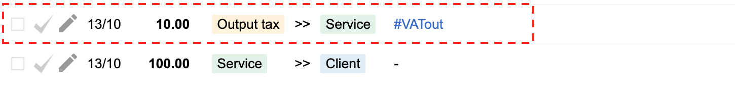 The resulting tax transaction recorded by the Tax Bot
