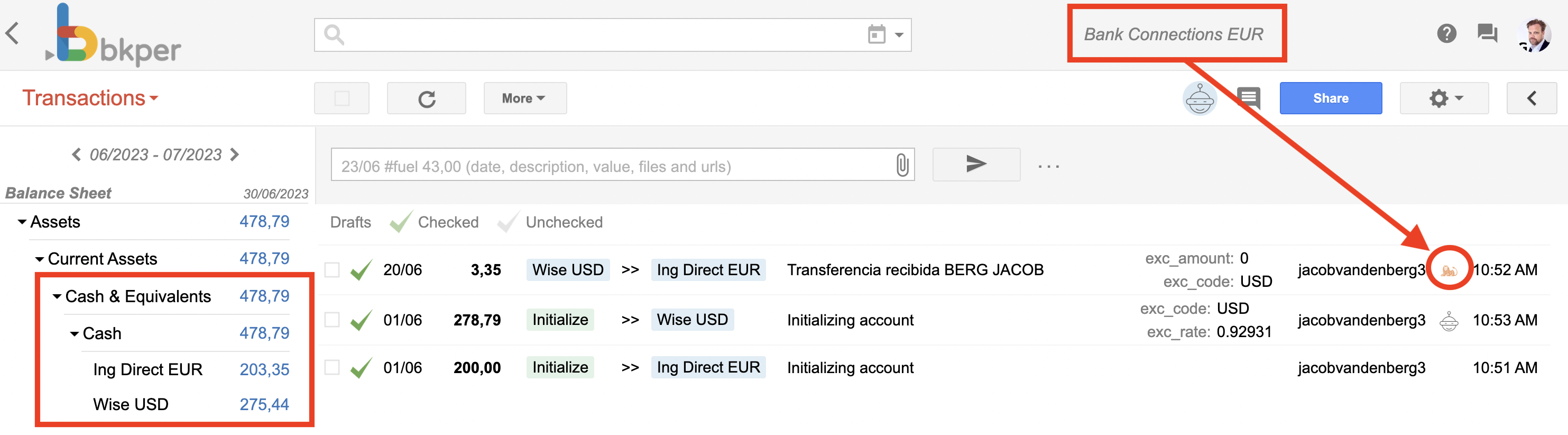 Bkper Bank Connections EUR